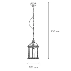 Rustikale Pendelleuchte Gold Antik für Außen WIEN