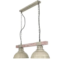 Rustikale Pendelleuchte HAKON Shabby Weiß Echt Holz