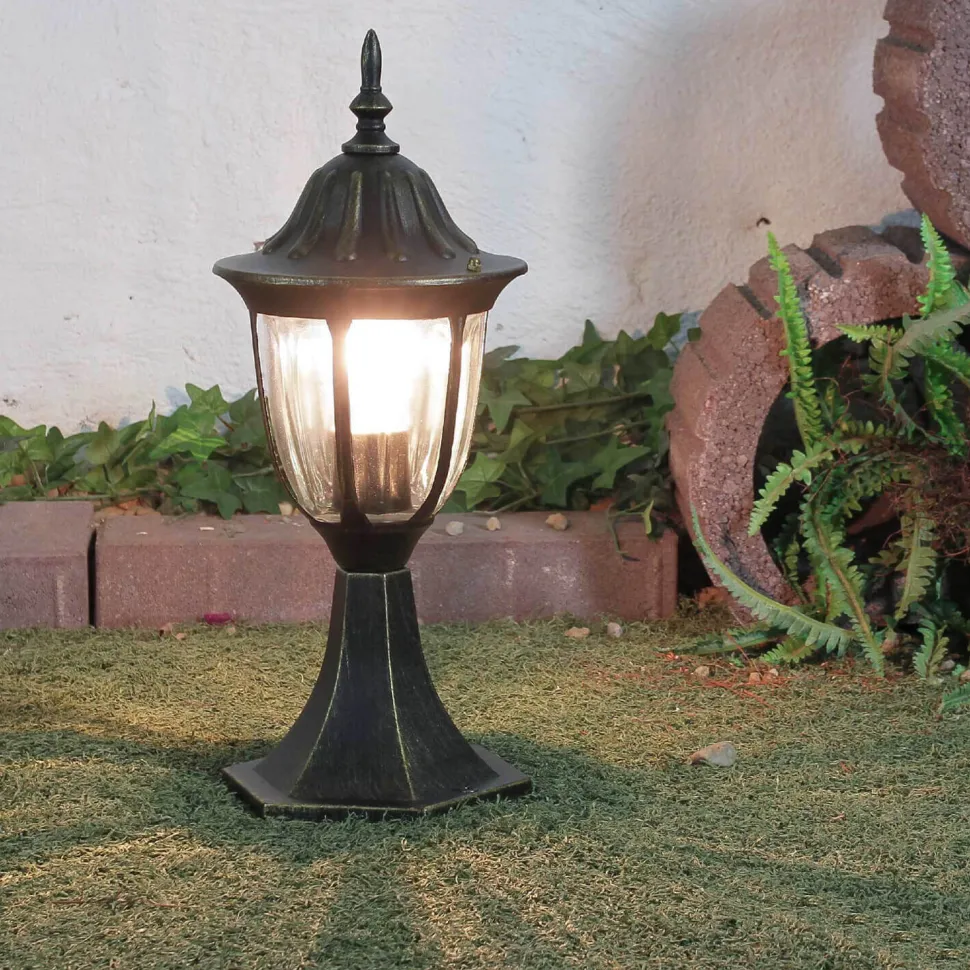 Rustikale Sockelleuchte MILANO Gold Antik 40cm hoch