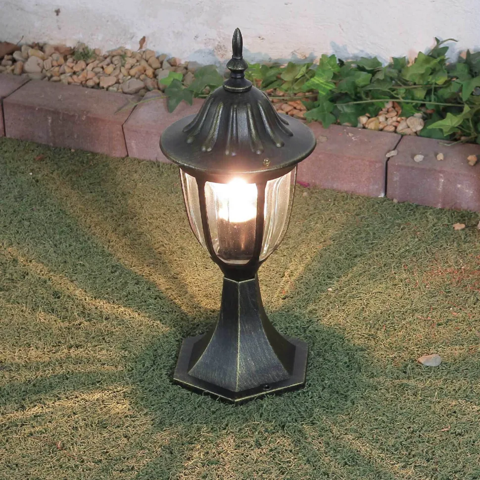 Rustikale Sockelleuchte MILANO Gold Antik 40cm hoch