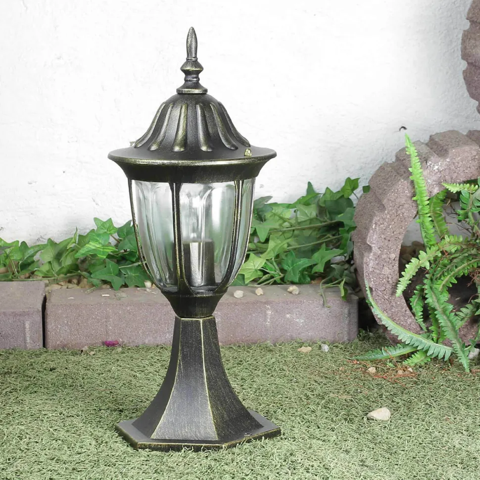 Rustikale Sockelleuchte MILANO Gold Antik 40cm hoch