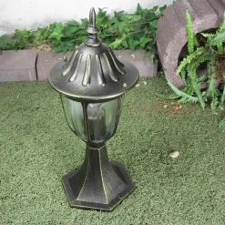 Rustikale Sockelleuchte MILANO Gold Antik 40cm hoch