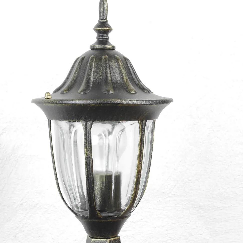 Rustikale Sockelleuchte MILANO Gold Antik 40cm hoch