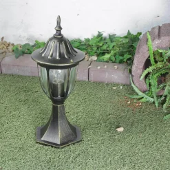 Rustikale Sockelleuchte MILANO Gold Antik 40cm hoch