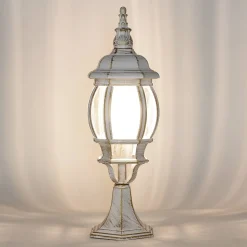 Rustikale Sockelleuchte Weiß Gold 50cm IP44 E27