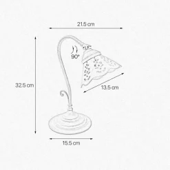 Rustikale TischlampeMessing Keramik 32,5cm schwenkbar E14