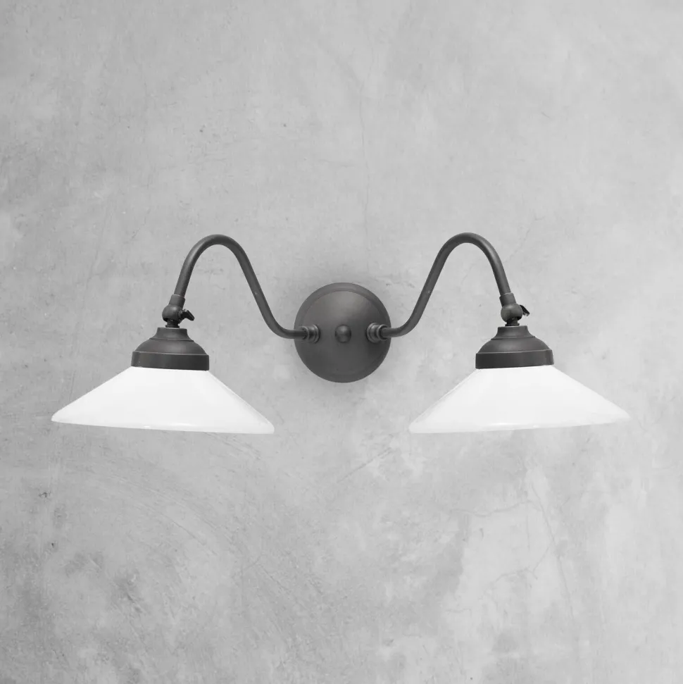 Rustikale Wandlampe SOFIA Messing Glas 2-flammig schwenkbar