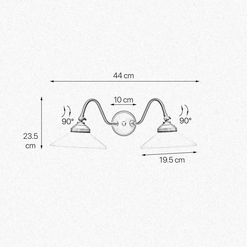 Rustikale Wandlampe SOFIA Messing Glas 2-flammig schwenkbar