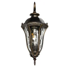 Rustikale Wandlaterne außen IP44 Schwarz Gold antik