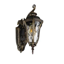 Rustikale Wandlaterne außen IP44 Schwarz Gold antik