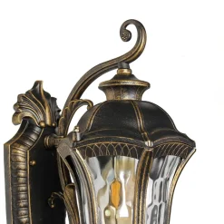 Rustikale Wandlaterne außen IP44 Schwarz Gold antik