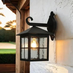 Rustikale Wandlaterne BAARLE IP43 Ornamentglas