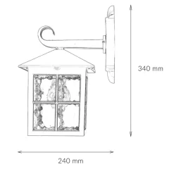 Rustikale Wandlaterne BAARLE IP43 Ornamentglas