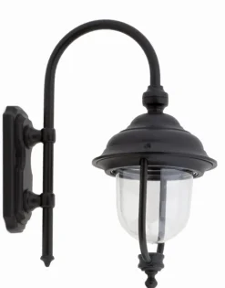 Rustikale Wandlaterne Schwarz IP44 E27 H:40cm elegant