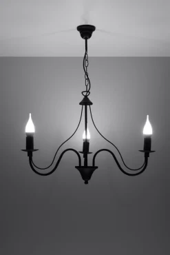 Rustikaler Kronleuchter E14 FIORANO in Schwarz