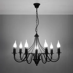 Rustikaler Kronleuchter FIORANO in Schwarz