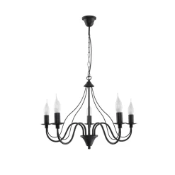 Rustikaler Kronleuchter Schwarz 5-armig E14 FIORANO