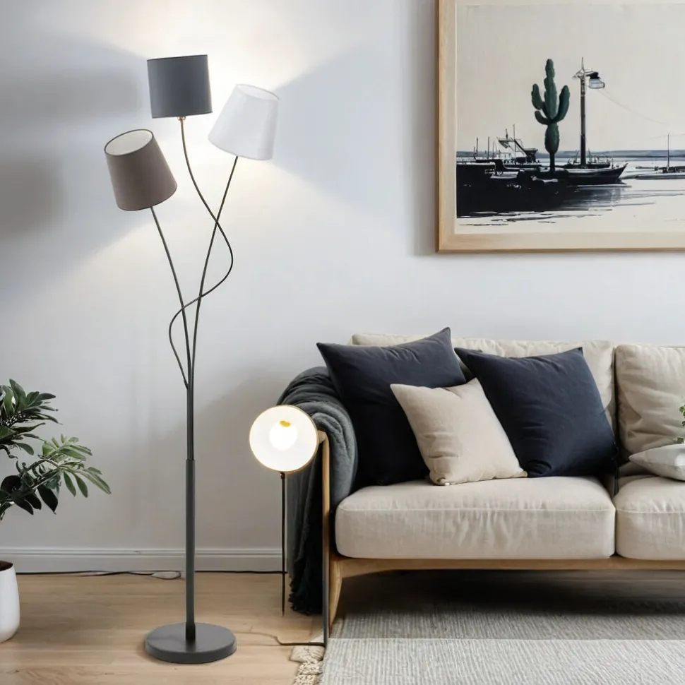 Schicke Standleuchte Maronda Anthrazit 3-Flmg
