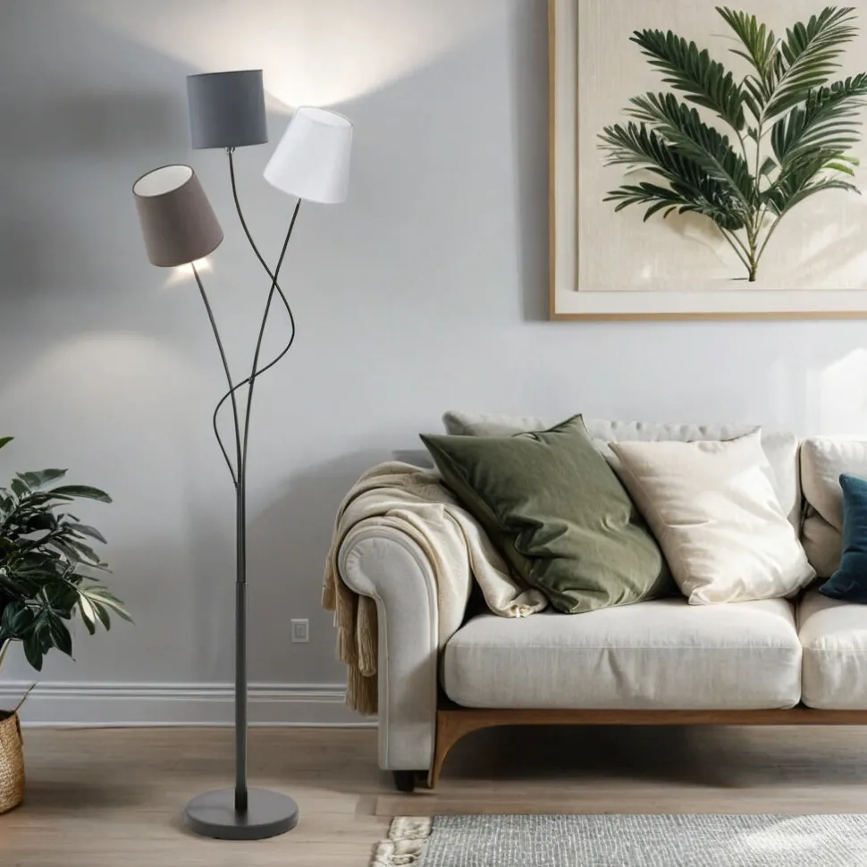 Schicke Standleuchte Maronda Anthrazit 3-Flmg