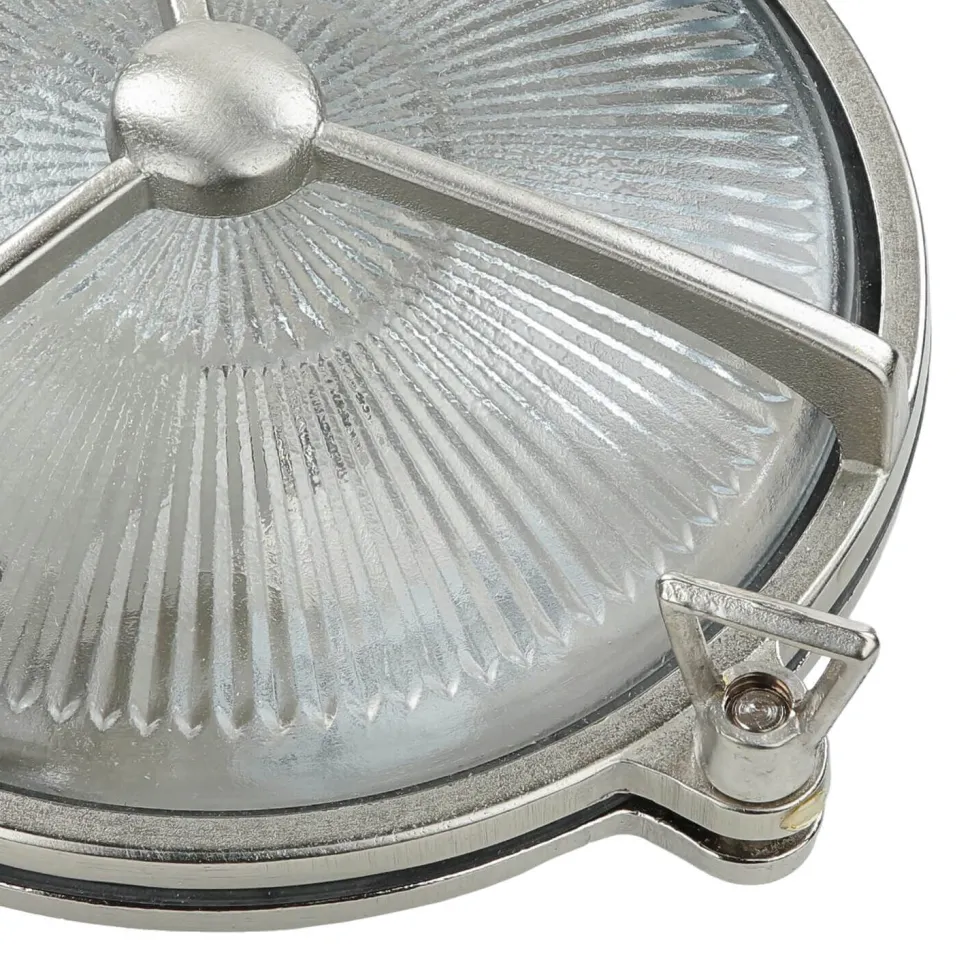 Schiffslampe Messing Riffelglas IP64 rostfrei rund