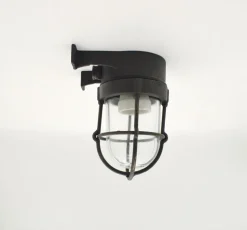 Schiffslampe Wand Glas Messing E27 IP64 Schwarz antik