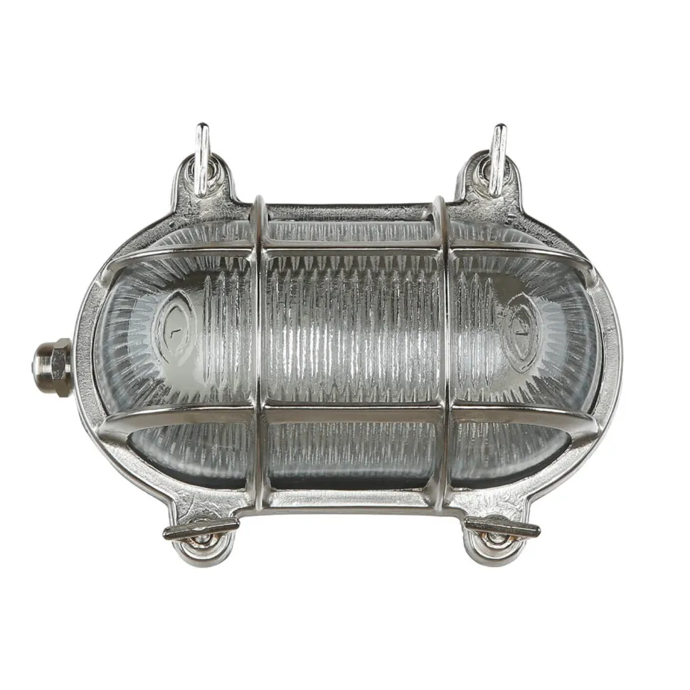 Schiffsleuchte Außen Messing in Nickel IP64 oval