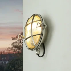 Schiffsleuchte Außen Messing Riffelglas IP64 Haus