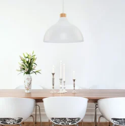 Schlichte Hängelampe HELMA Weiß Retro rund Ø33cm