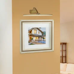 Schmale Bilderleuchte LED verstellbar in Messing B: 51 cm