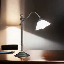 Schreibtischlampe 40 cm Messing Glas Rustikal verstellbar