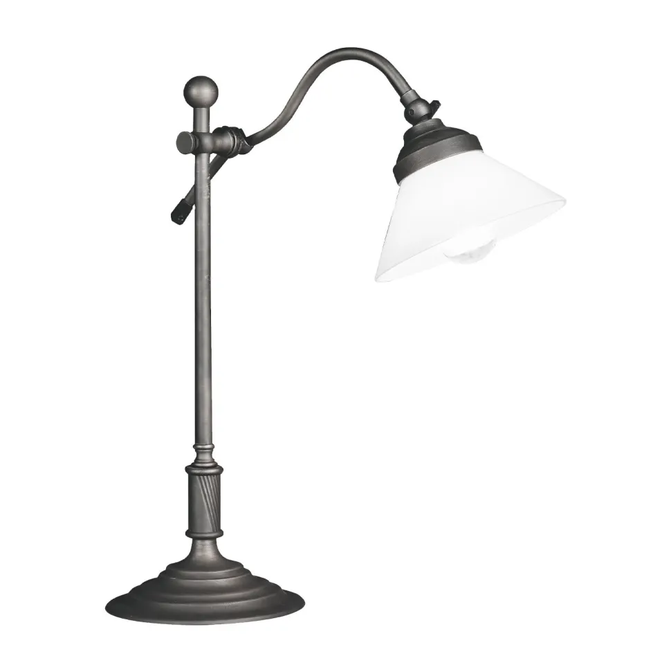 Schreibtischlampe 40 cm Messing Glas Rustikal verstellbar