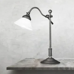 Schreibtischlampe 40 cm Messing Glas Rustikal verstellbar