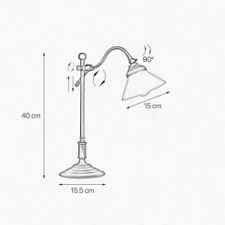 Schreibtischlampe 40 cm Messing Glas Rustikal verstellbar
