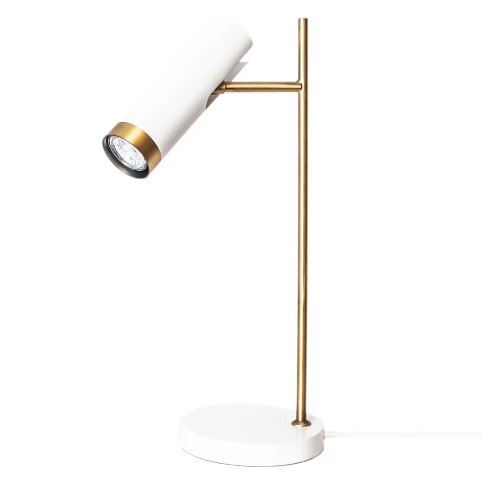 Schreibtischlampe Weiß Gold 49 cm hoch GU10 verstellbar