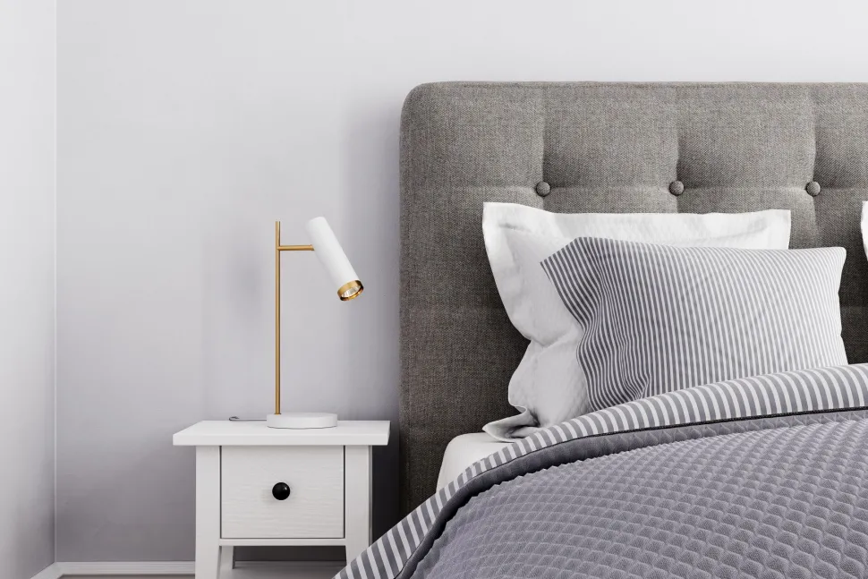 Schreibtischlampe Weiß Gold 49 cm hoch GU10 verstellbar