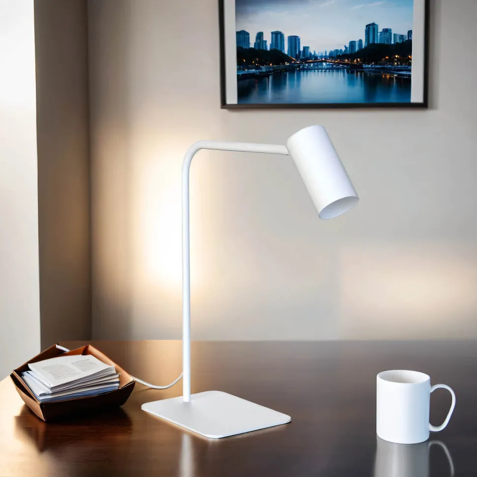Schreibtischleuchte 40-45 cm verstellbar Weiß GU10