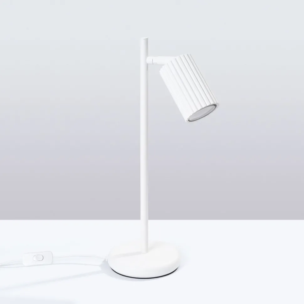 Schreibtischleuchte Weiß Metall H: 43 cm schwenkbar GU10