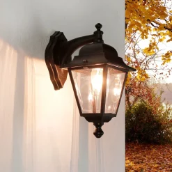 Schwarze Außenlampe Aluminium IP44 Rustikal E27