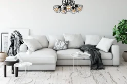 Schwarze Deckenlampe Metall Draht E27 L:60 cm 5-flammig