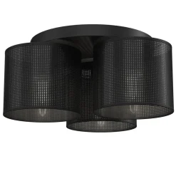 Schwarze Deckenlampe Metall Ø45 cm rund E27 3-flmg Loft