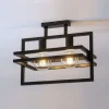 Schwarze Deckenlampe Metall Design E27 2-flammig