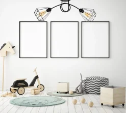 Schwarze Deckenlampe Retro Metall E27 L:90 cm 2-flammig