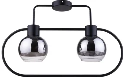 Schwarze Deckenlampe Silber Metall Glas E27 stylisch