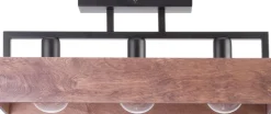 Schwarze Deckenleuchte Holz Metall 3-flammig 60 cm E27
