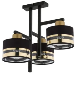 Schwarze Deckenleuchte Metall E27 3-flammig gemütlich