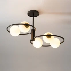 Schwarze Deckenleuchte Metall G9 5-flammige Glas Kugel