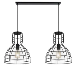 Schwarze Hängelampe Draht Metall 85 cm 2-flmg E27 Loft