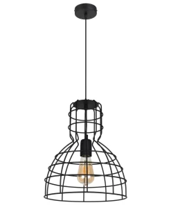 Schwarze Hängelampe Drahtschirm Metall Ø30 cm E27 Loft