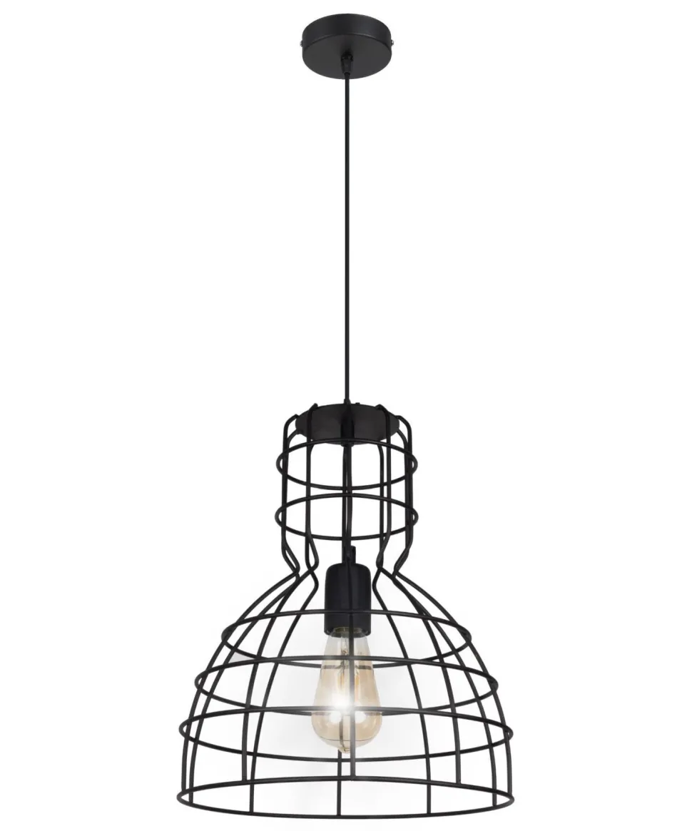 Schwarze Hängelampe Drahtschirm Metall Ø30 cm E27 Loft