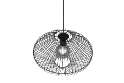 Schwarze Hängelampe Drahtschirm Metall E27 Ø38 cm Retro